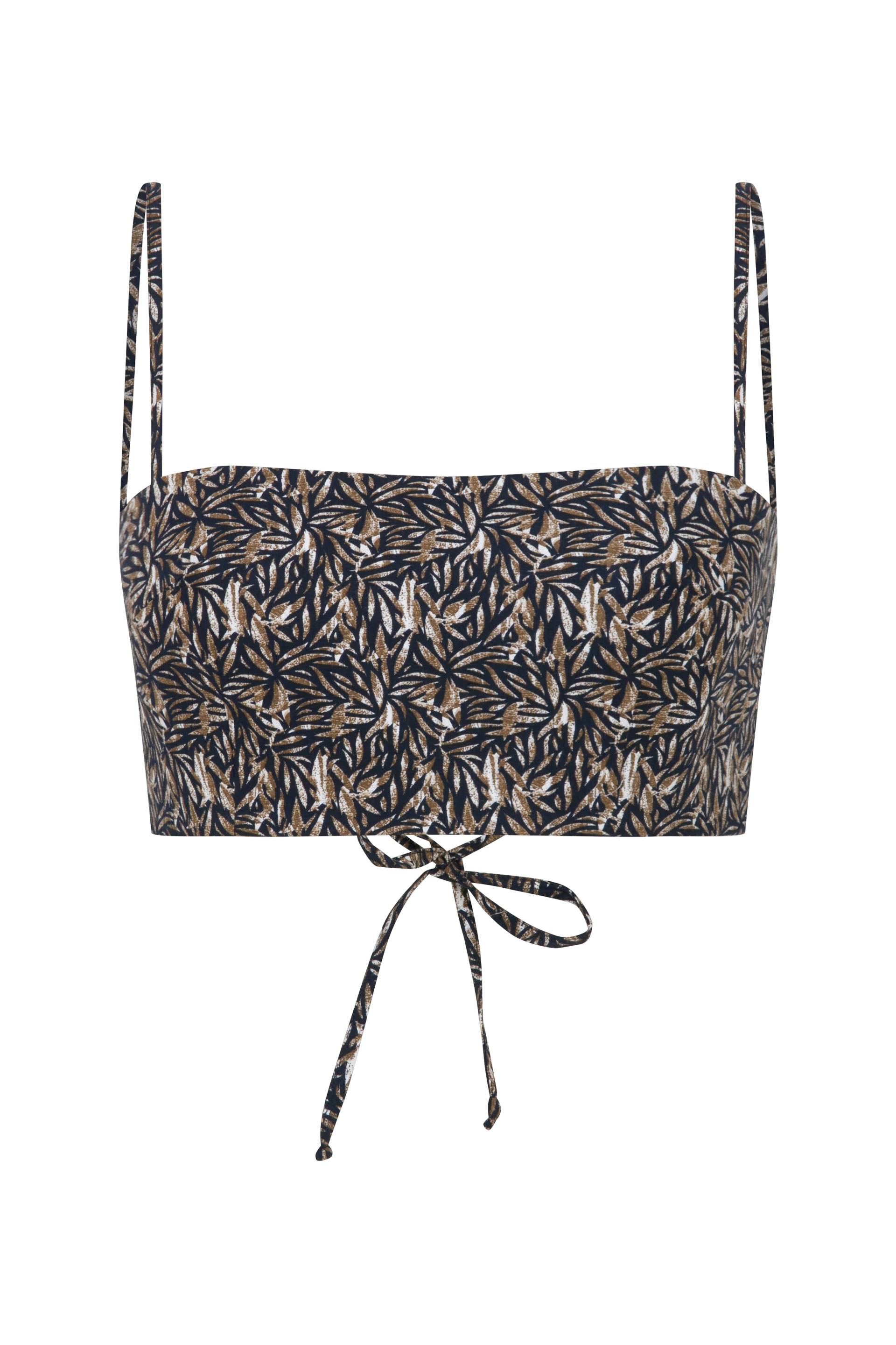 Lalia Printed Cotton Top in Brown - Grey - S - Nazli Ceren - Crop tops von Nazli Ceren