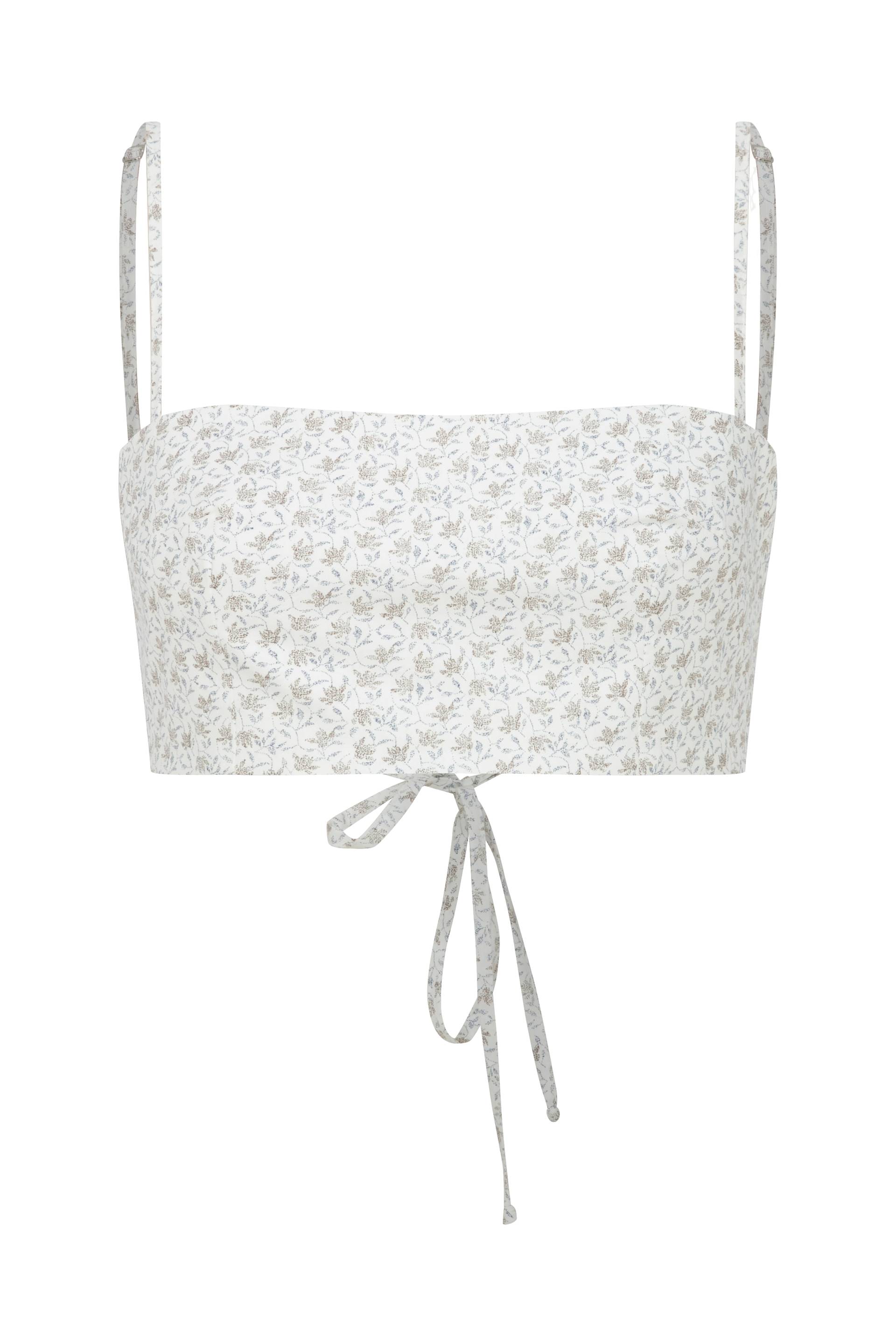 Lalia Printed Cotton Top in Cannoli Cream - White - XS - Nazli Ceren - Crop tops von Nazli Ceren