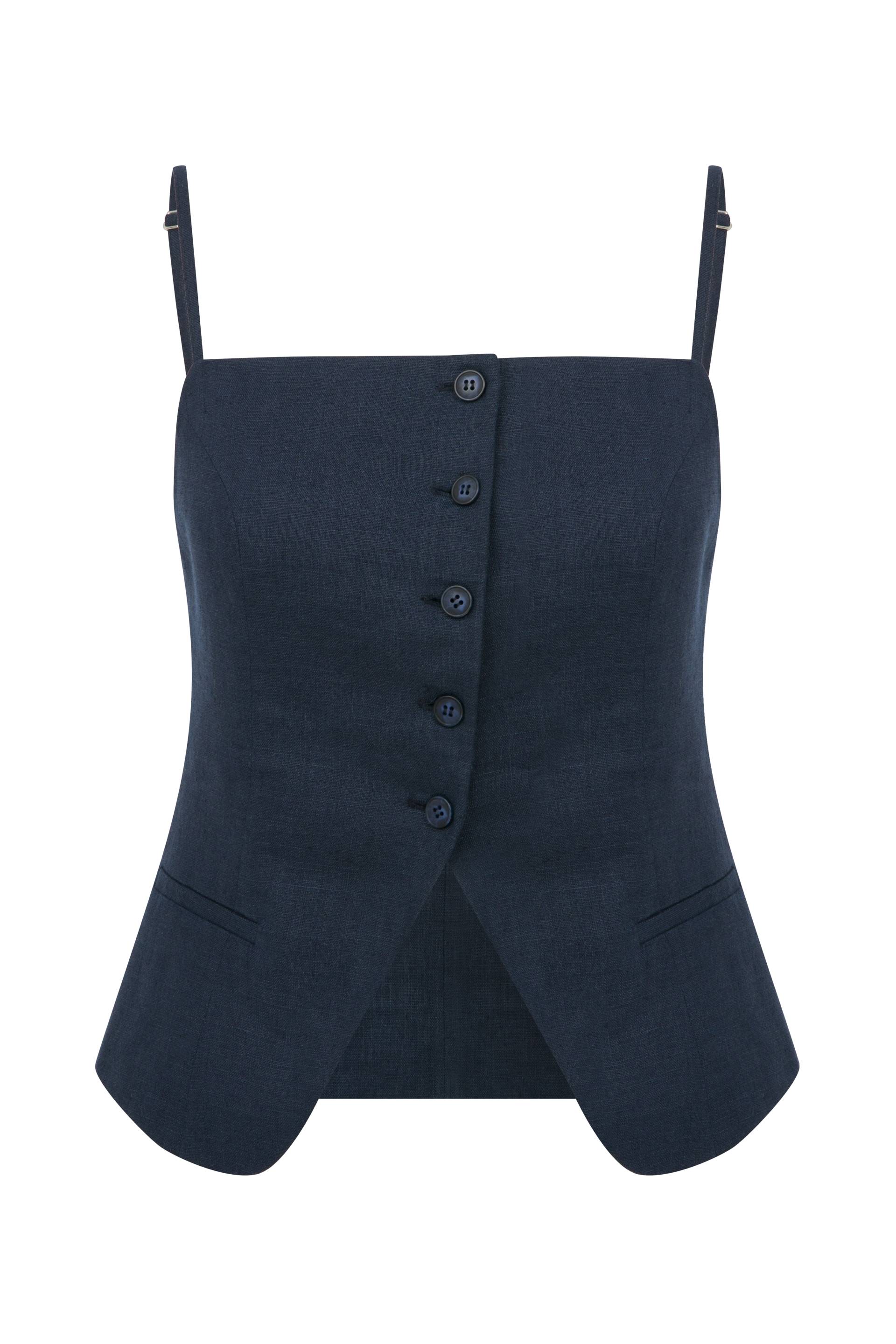 Marona Linen Top in Dark Navy - Blue - L - Nazli Ceren - Tops Marona Linen Top in Dark Navy - Blue - L - Nazli Ceren - Tops von Nazli Ceren