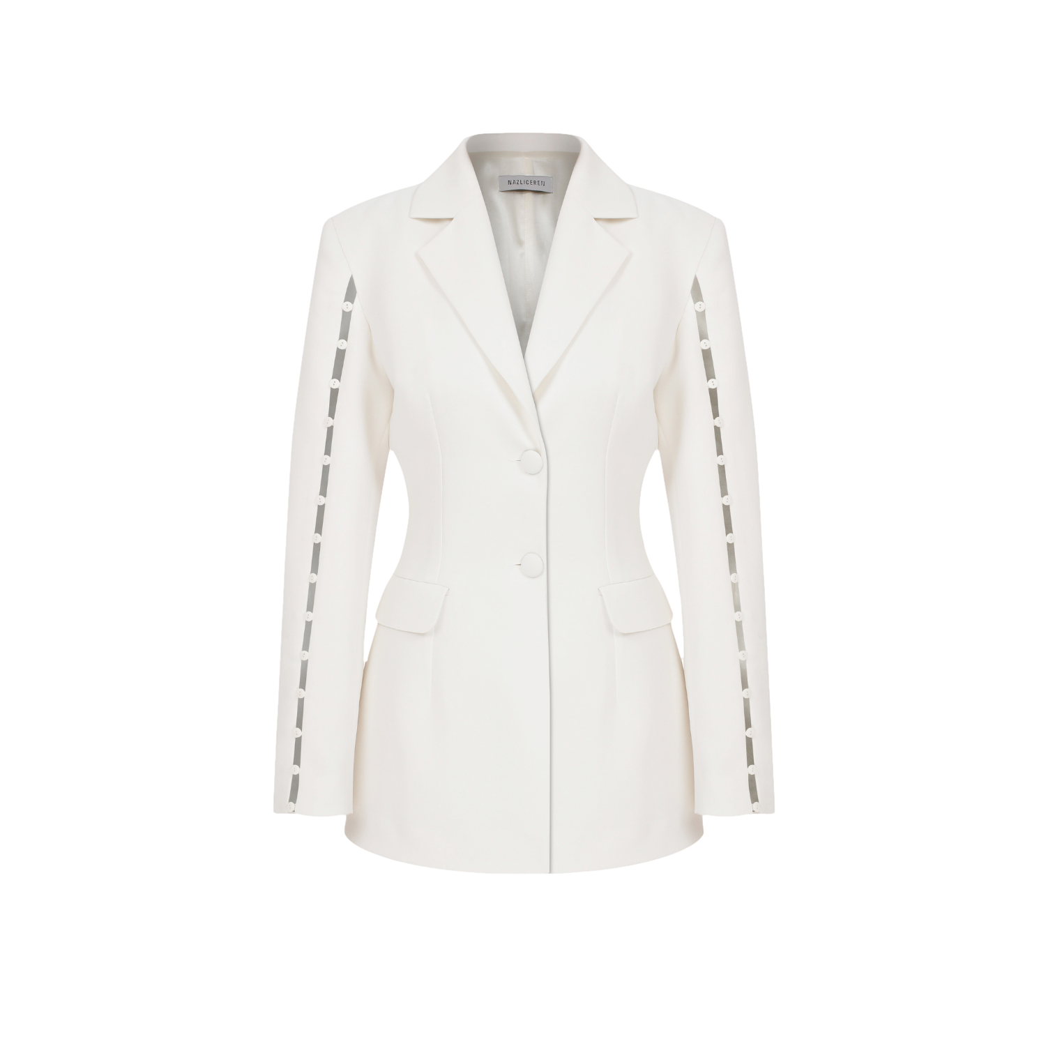 Nazli Ceren | Marylebone Fitted Crepe Blazer in Vanilla Ice | Women's White Blazers von Nazli Ceren