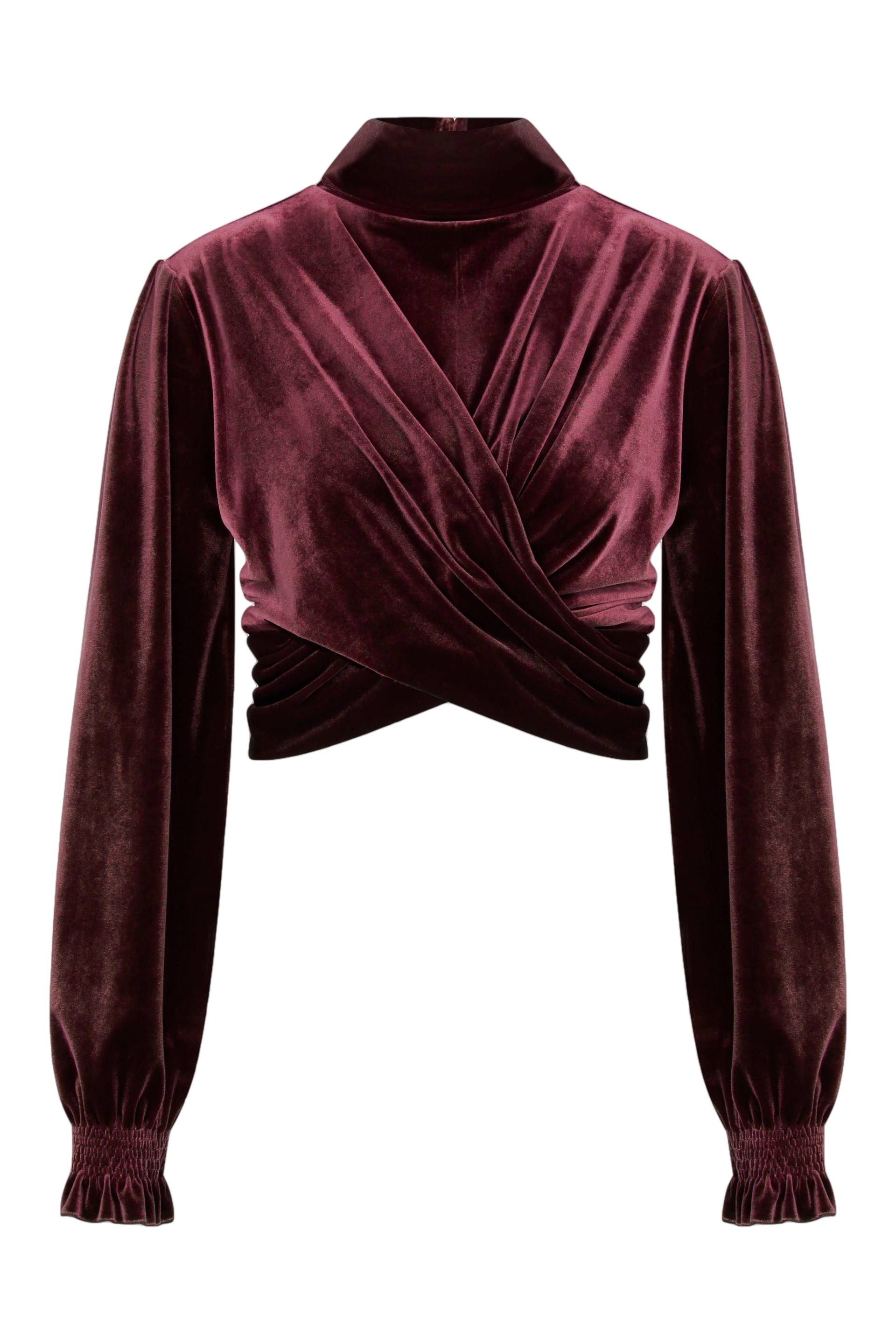 Melani Velvet Blouse in Burgundy von Nazli Ceren