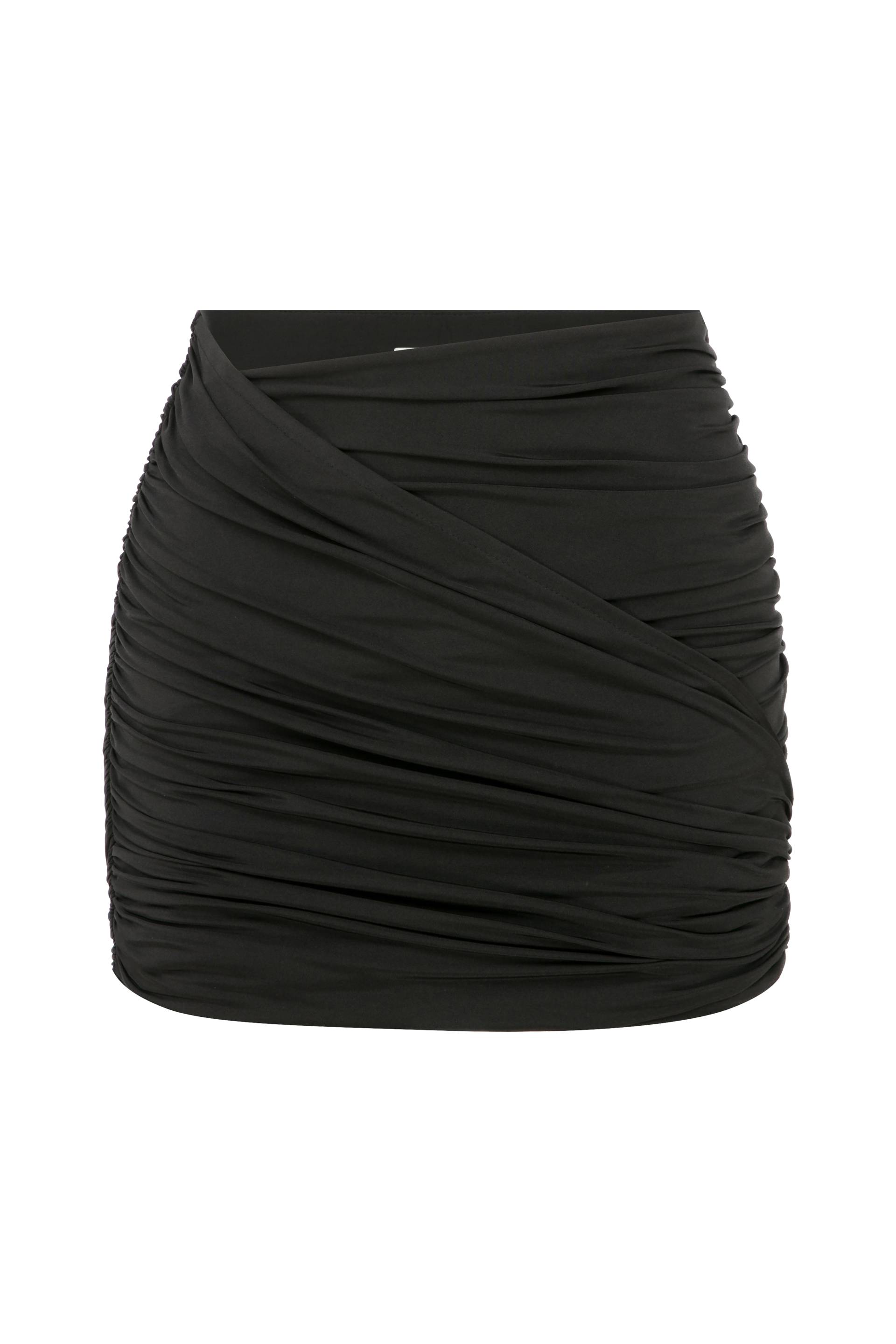 Micha Jersey Asymmetric Mini Skirt in Black von Nazli Ceren