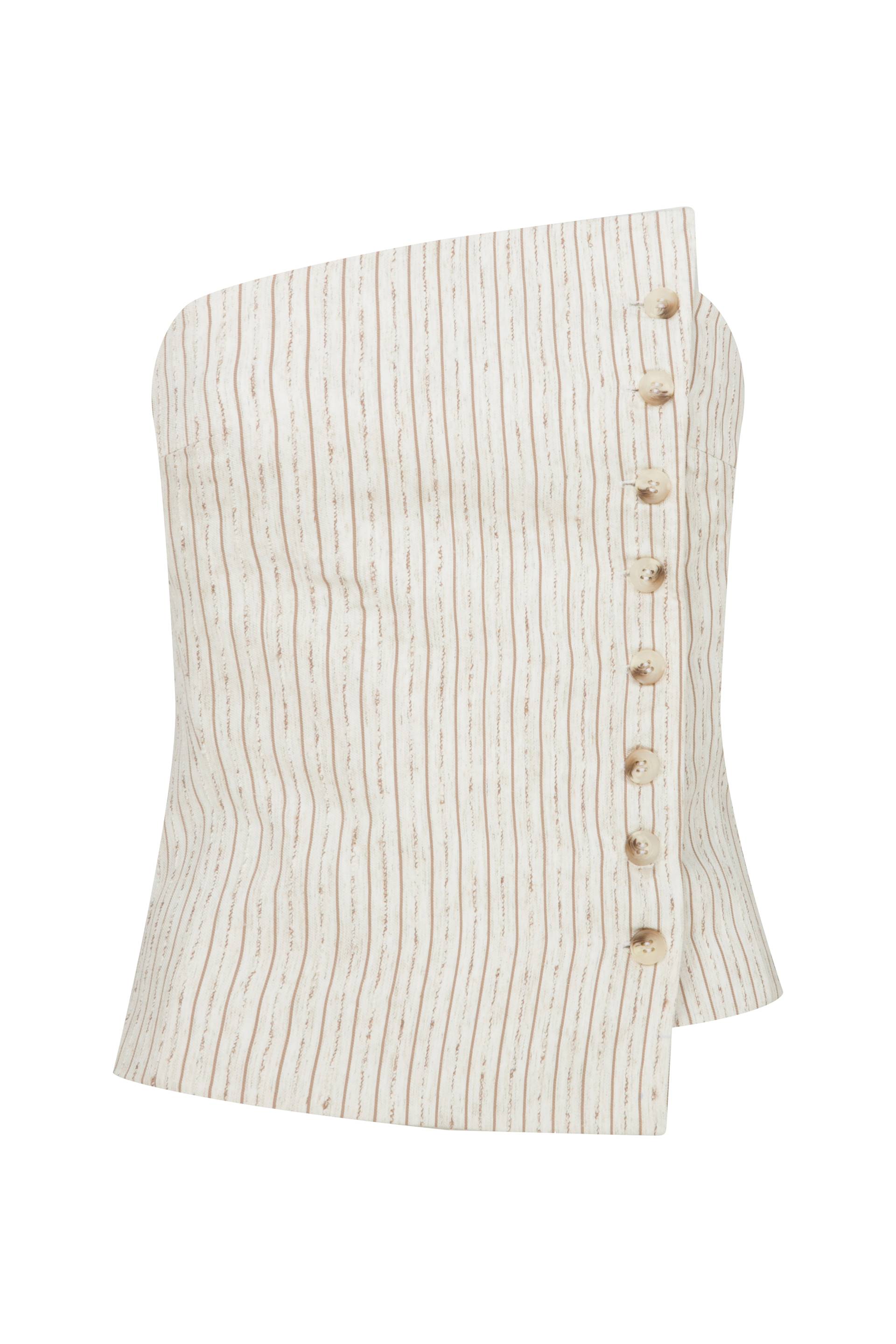 Odyle Striped Linen Bustier in Walnut von Nazli Ceren