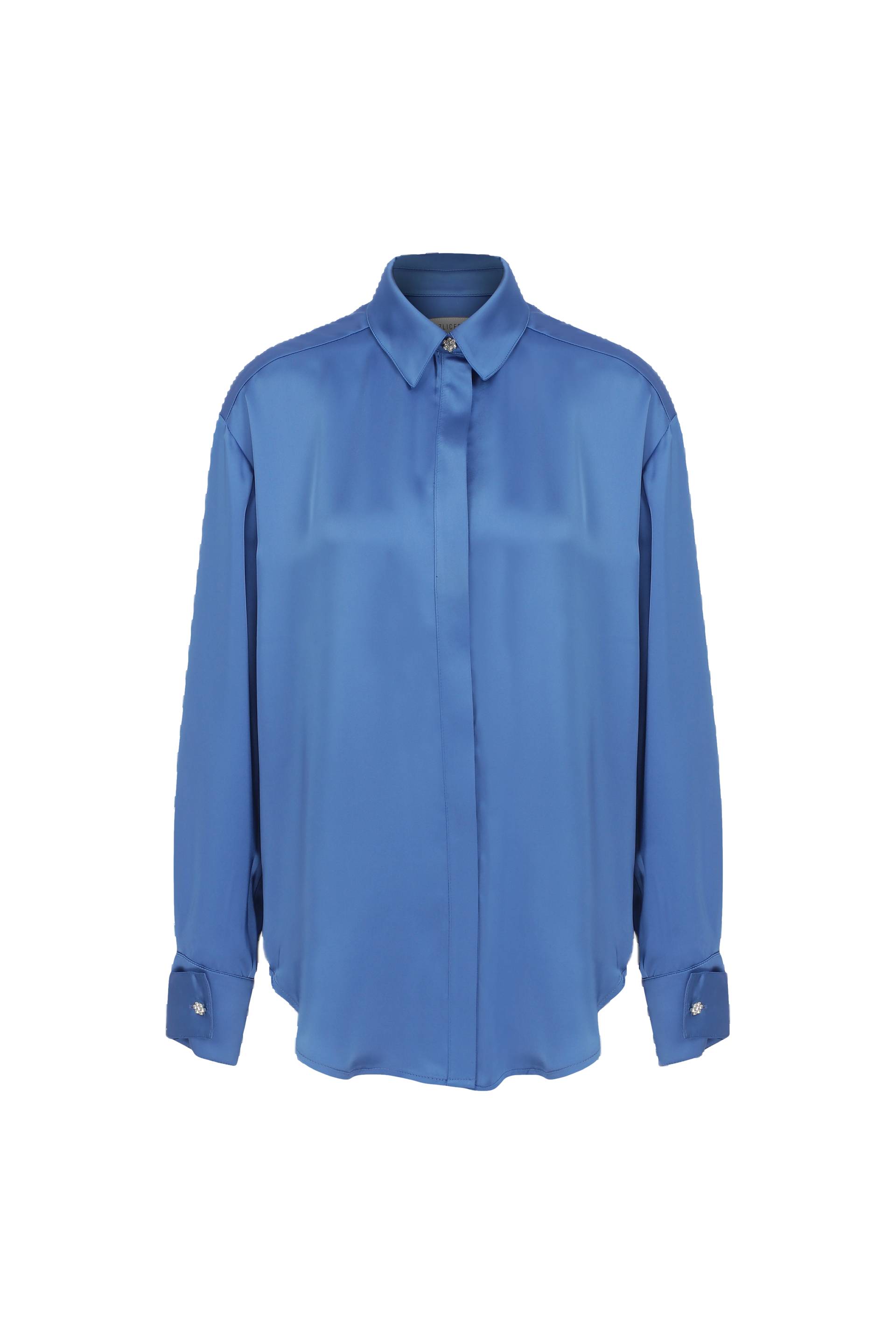 Ravenna Satin Shirt in French Blue von Nazli Ceren