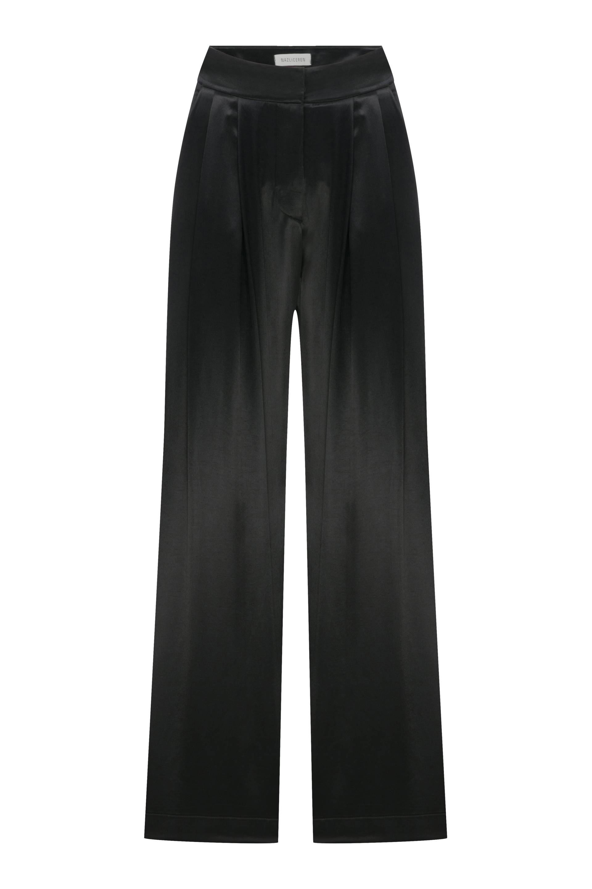 Tina Satin Trousers in Black von Nazli Ceren