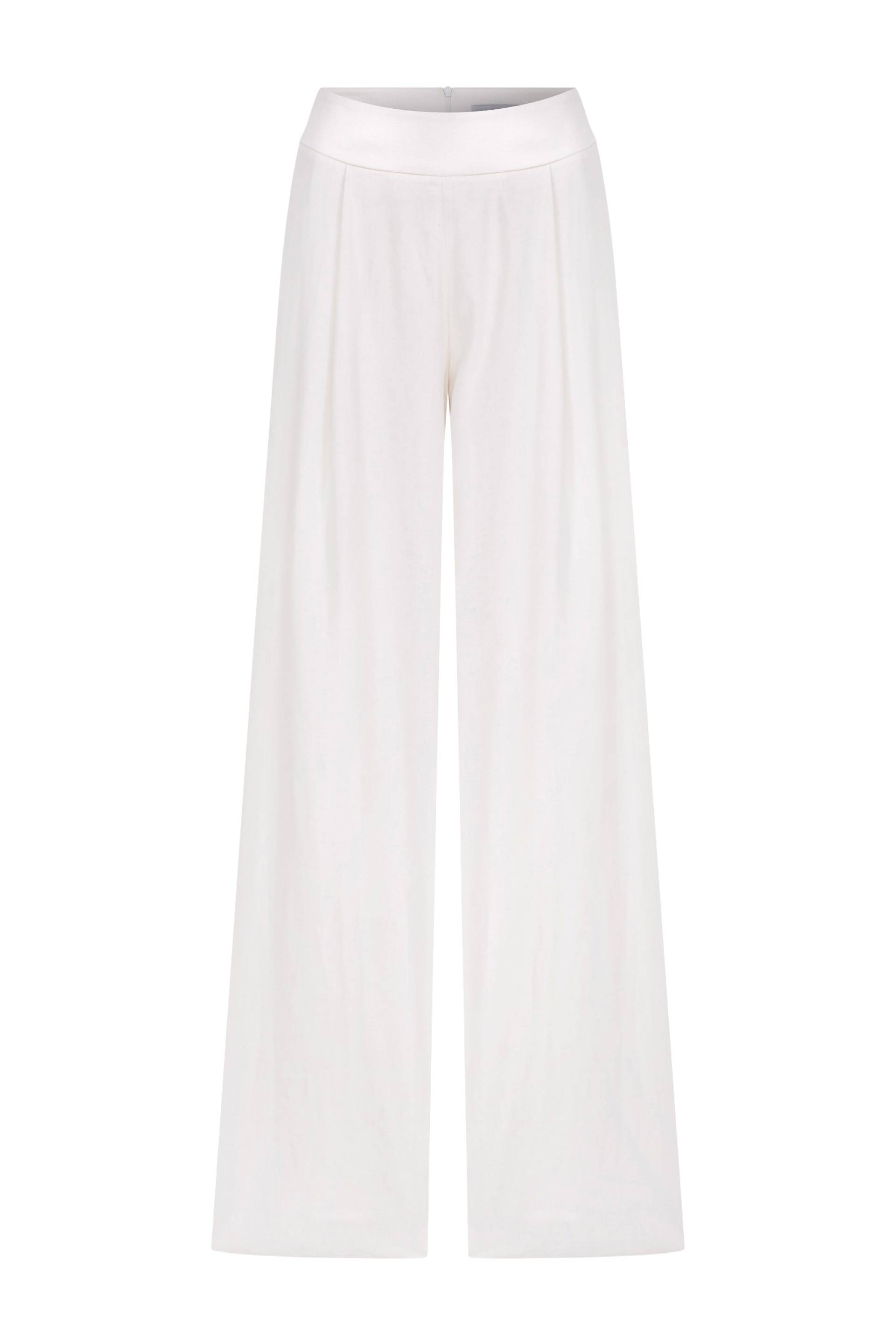 Tina Trousers In White With Satin Waistband - White - L - Nazli Ceren - Wide leg pants Tina Trousers In White With Satin Waistband - White - L - Nazli Ceren - Wide leg pants von Nazli Ceren