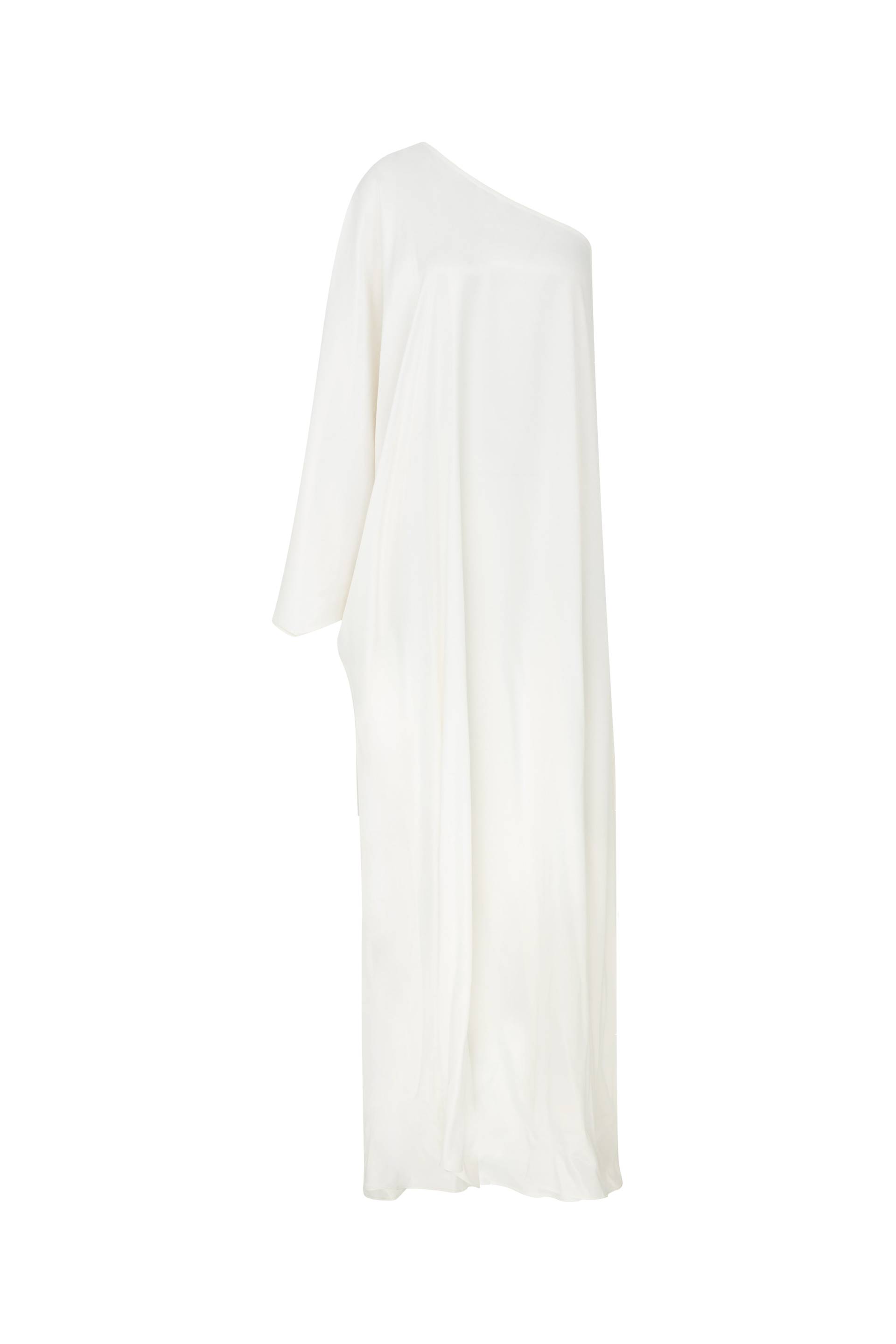 Venus One-Shoulder Satin Maxi Dress in White Swan von Nazli Ceren