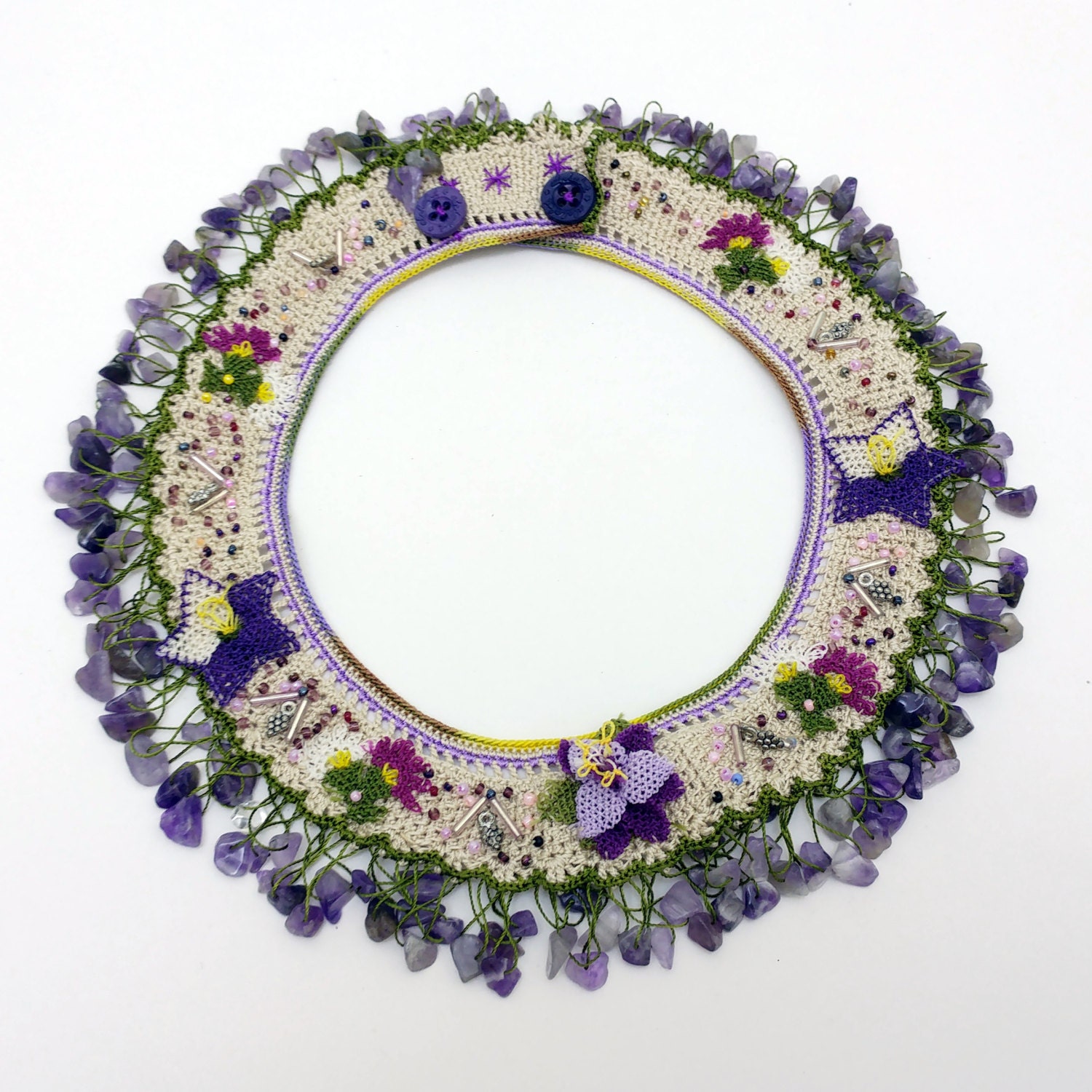 Nadelspitze Halskette - Amethyst Handgemachte Nc413 Nadelspitze Halskette - Amethyst Handgemachte Nc413 von NazoDesign