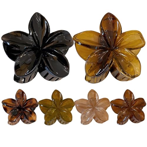 Nbbwwu Blumen-Haarspangen für Frauen, Blumen-Krallenklammern für dünnes Haar,6X Vintage Haarklammern im französischen Stil mit Blumendesign - Hinterkopf-Dutt-Kopfschmuck für Damen, Kleid-Accessoire von Nbbwwu