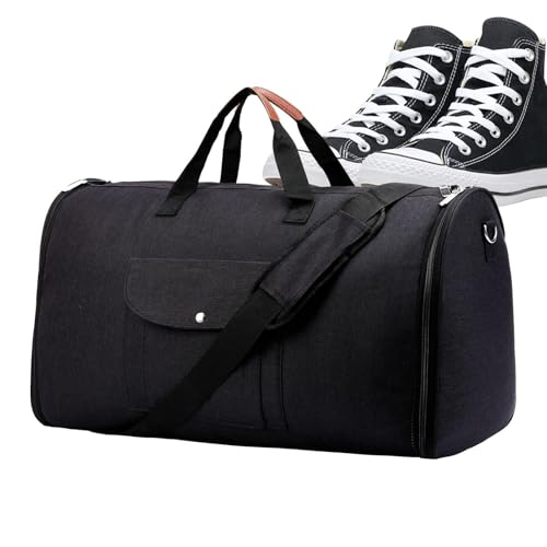 Kleidersack Duffle – Übernachtungstasche 2-in-1, wandelbare Anzug-Reisetasche für Herren – Handgepäcktasche mit Schultergurt, faltbare Seesack, Schwarz , Refer to description, Unisex von Nbhuiakl