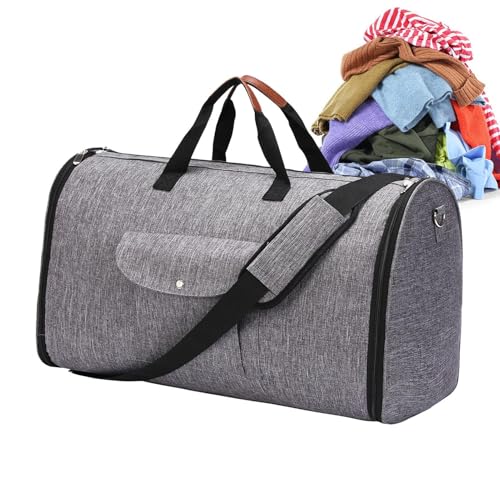 Kleidersack Duffle – Übernachtungstasche 2-in-1, wandelbare Anzug-Reisetasche für Herren – Handgepäcktasche mit Schultergurt, faltbare Seesack, grau, Refer to description, Unisex von Nbhuiakl