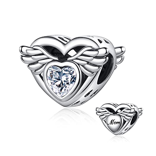 Nbsameng 925 Sterling Silber Familie Herz Charm, geeignet für Pandora-Armband, 5A Cubic Zirkonia, geeignet für europäische Armbänder und Halsketten (White) von Nbsameng