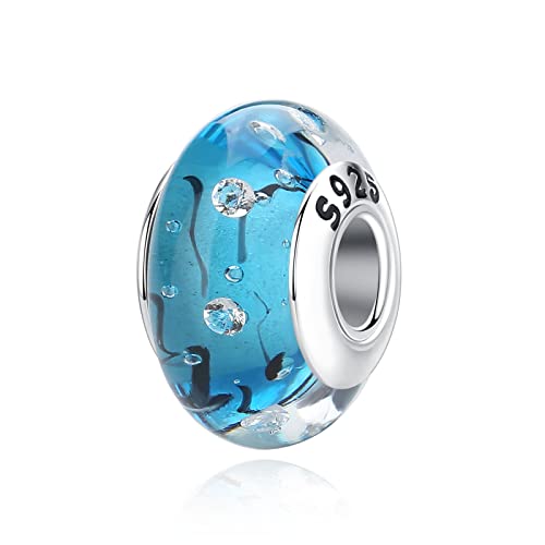 Nbsameng Muranoglas S925 Sterling Silber Anhänger für Pandora Armbänder und Halsketten, ein DIY Urlaub Schmuck Geschenk für Damen, Muster - Blau Nbsameng Muranoglas S925 Sterling Silber Anhänger für Pandora Armbänder und Halsketten, ein DIY Urlaub Schmuck Geschenk für Damen, Muster - Blau von Nbsameng