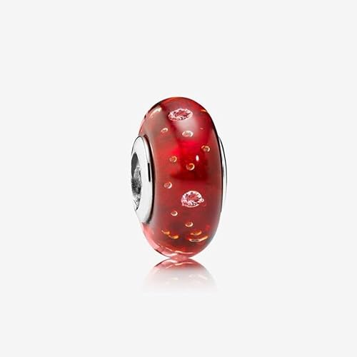 Nbsameng Muranoglas S925 Sterling Silber Anhänger für Pandora Armbänder und Halsketten, ein DIY Urlaub Schmuck Geschenk für Damen, Seifenblasen - Rot von Nbsameng