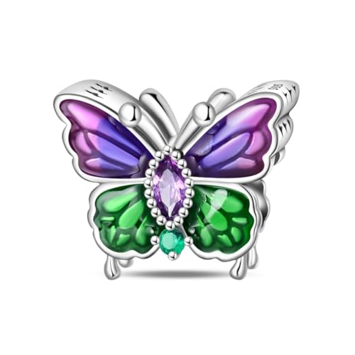 Nbsameng - Pandora Charm Frühlingsschmetterling 925 Silber Charm mit 5A Zirkonia Pandora und Europäischem Armband Frühlingsschmetterling Charm Schmuckbox von Nbsameng