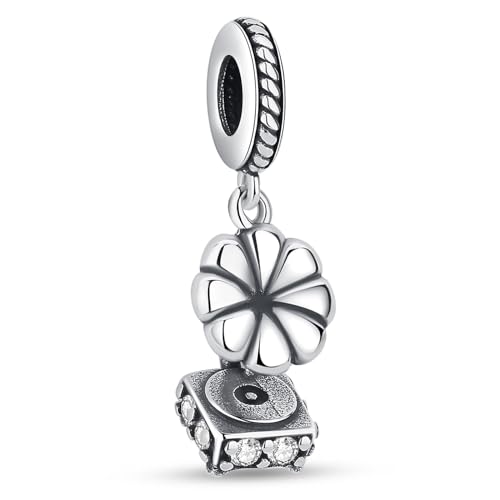 Nbsameng S925 Sterling Silber Anhänger für Pandora Armbänder und Halsketten, ein DIY Urlaub Schmuck Geschenk für Damen, Alter Phonograph von Nbsameng