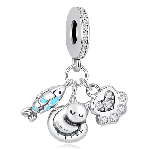 Nbsameng S925 Sterling Silber Anhänger für Pandora Armbänder und Halsketten, ein DIY Urlaub Schmuck Geschenk für Damen, Katze und Fisch Nbsameng S925 Sterling Silber Anhänger für Pandora Armbänder und Halsketten, ein DIY Urlaub Schmuck Geschenk für Damen, Katze und Fisch von Nbsameng