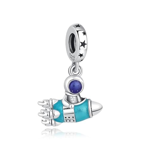 Nbsameng S925 Sterling Silber Astronaut Reiten in Rakete mit Strass Anhänger für Pandora Armband und Halskette, DIY Weihnachtsgeschenk für Frauen Erwachsene von Nbsameng