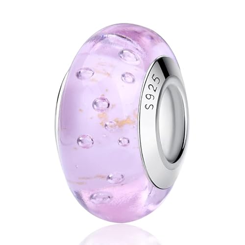 Nbsameng Transparent Charme Perlen aus Murano Glas Charms, Anhänger für Frauen Armbänder und Ketten, 925% Silber Charms Pendant Bead für Pandora und europäische Armbänder und Halskette,Goldflecken von Nbsameng