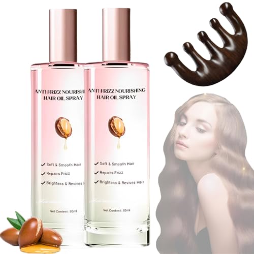 Anti-Frizz Pflegendes Haaröl-Spray, Anti-Frizz Glättungsserum, Tiefenpflegendes, Feuchtigkeitsspendendes Haarserum, Frizz-Kontrolle & Glanz, Für Trockenes, Zu Frizz Neigendes Haar (2 Stück) von Nbzsmlkn