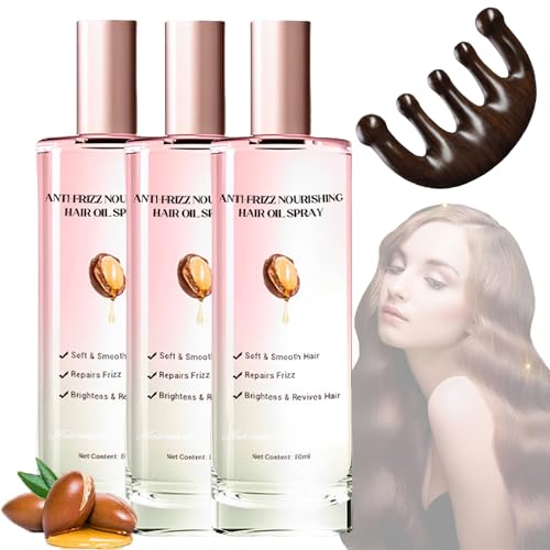 Anti-Frizz Pflegendes Haaröl-Spray, Anti-Frizz Glättungsserum, Tiefenpflegendes, Feuchtigkeitsspendendes Haarserum, Frizz-Kontrolle & Glanz, Für Trockenes, Zu Frizz Neigendes Haar (3 Stück) von Nbzsmlkn