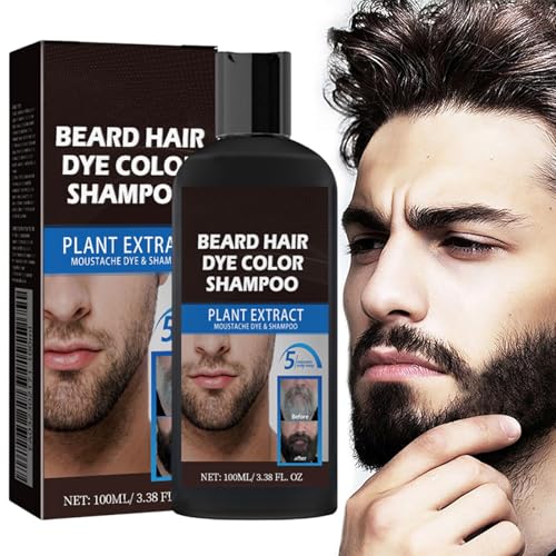 Bart-Haarfärbeshampoo,Bartfarbe Für Männer,Bartfärbemittel Für Männer In Schwarz,Bart- Und Schnurrbartfärbemittel Zum Nachfärben Der Haarwurzeln,natürlich Aussehende Grauabdeckung (1 Stück) von Nbzsmlkn