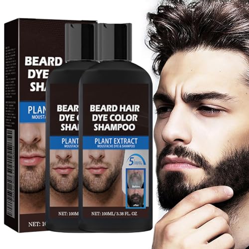 Bart-Haarfärbeshampoo,Bartfarbe Für Männer,Bartfärbemittel Für Männer In Schwarz,Bart- Und Schnurrbartfärbemittel Zum Nachfärben Der Haarwurzeln,natürlich Aussehende Grauabdeckung (2 Stück) von Nbzsmlkn