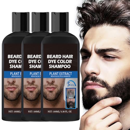 Bart-Haarfärbeshampoo,Bartfarbe Für Männer,Bartfärbemittel Für Männer In Schwarz,Bart- Und Schnurrbartfärbemittel Zum Nachfärben Der Haarwurzeln,natürlich Aussehende Grauabdeckung (3 Stück) von Nbzsmlkn
