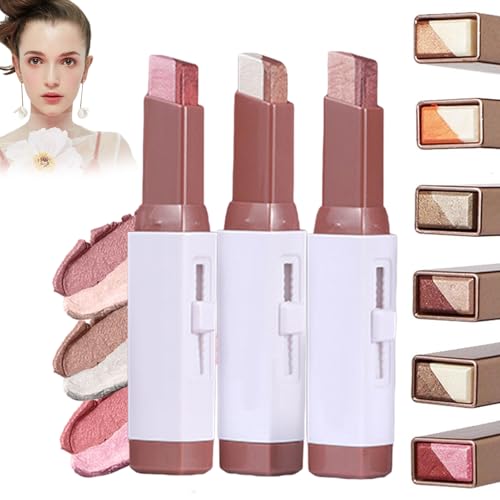 Glitzernder Farbverlaufs-Lidschattenstift, Tragbarer 2-Ton-Lidschattenstif, Wasserfester Und Langanhaltender Lidschatten-stift, Für Augen-Make-up-Tools (01#+02#+03#) von Nbzsmlkn