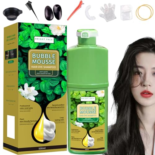 Langhaltende Pflanzliche Schaum-Haarfarbe, Pflanzen-Shampoo Mit Schaum, Natürliche Pflanzenextrakte Zur Grauhaarabdeckung Für Frauen Und Männer (Dunkelbraun,1 Stück) von Nbzsmlkn