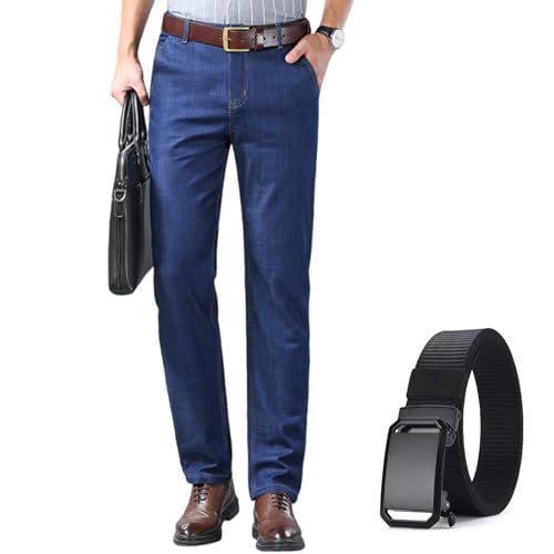 Leichte Sommerjeans Für Herren: Lockere Passform & Gerader Schnitt | Business- & Dad-Style Für Männer Mittleren Alters, Ältere Männer – Klassische Stretch-Jeans Mit Gerader Passform (Dunkelblau,29) von Nbzsmlkn