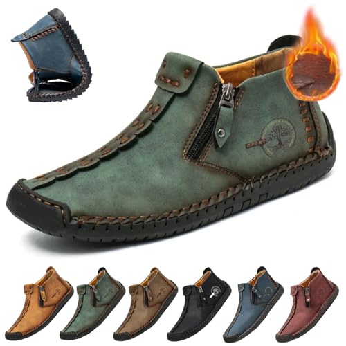 Nbzsmlkn Phanile Herrenschuhe,Phanile Orthopädische Herrenschuhe,Phanile Herren-Wanderschuhe,Phanile Herren-Outdoor-Wanderschuhe Mit Bequemer Fußgewölbeunterstützung (Grüner Plüsch,41) von Nbzsmlkn