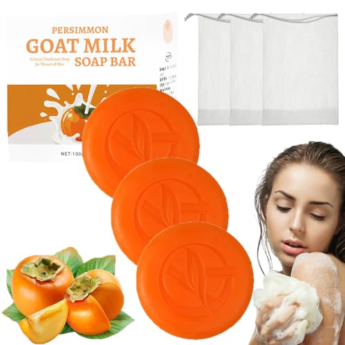 Sapskin Kaki-Seife, Kaki-Seifenstück Zur Geruchskontrolle, Natürliches Deodorant, Körperwaschseife Zur Beseitigung Von Körpergeruch Für Frauen Und Männer (3 Stück) von Nbzsmlkn