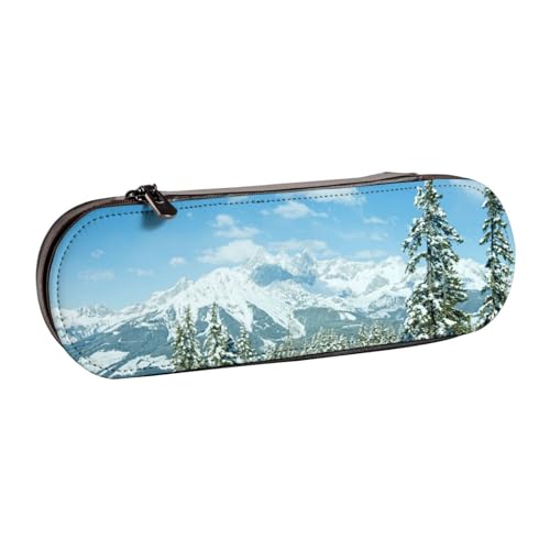 Nddcedew Niedliches Federmäppchen für Kinder, Teenager, Leder, Reißverschluss, Landschaft, Hintergrund, Druck, Studenten, Schreibwaren, Tasche, Stifthalter, tragbar, Aufbewahrungs-Organizer, Schwarz , von Nddcedew