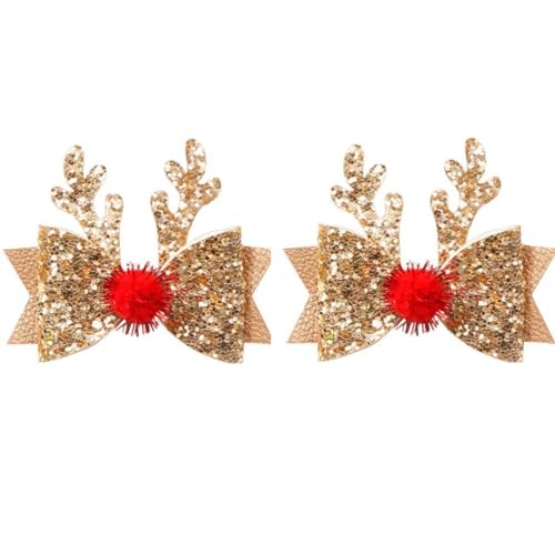 [1/2/4 STÜCK] Reindeer Antlers Weihnachts Haarschmuck, Rentier Deko Weihnachten Haarspangen Damen Kinder, Mädchen Hair Bow Christmas Hair Accessories, Weihnachtshaarschmuck Weihnachtsdeko von Neamou