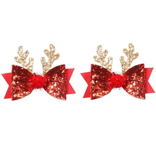 [1/2/4 STÜCK] Reindeer Antlers Weihnachts Haarschmuck, Rentier Deko Weihnachten Haarspangen Damen Kinder, Mädchen Hair Bow Christmas Hair Accessories, Weihnachtshaarschmuck Weihnachtsdeko von Neamou