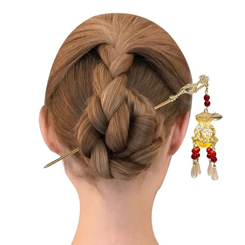 Haarschmuckstäbchen | Chinesische Haaraccessoires | Essstäbchen-Haarnadeln im antiken Stil mit Juwel, leuchtende Laternen-Quaste, Damen-Hanfu-Kopfschmuck Neamou von Neamou