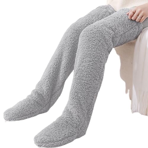 Lange Slipper-Socken | Wintersocken Damen - Beinsocken über dem Knie, Plüsch-Slipper, gemütliche Socken, kniehoch, pelzig, lange Beinwärmer, Winter, Zuhause, Schlafen Neamou von Neamou