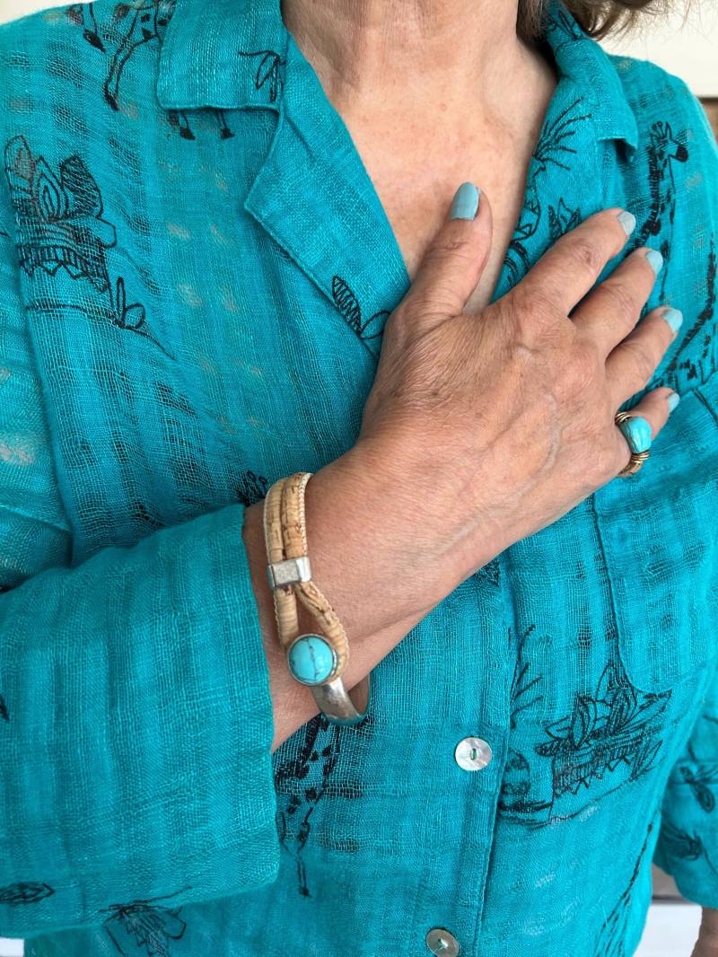 Ein Set, Armband Und Ring, Türkis, Kork & Silber von NeatVikingJewelry