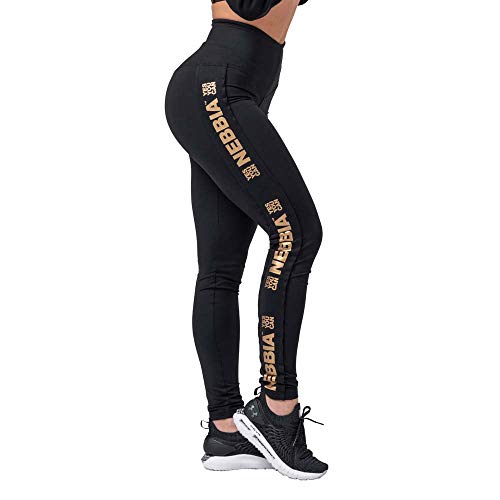 NEBBIA Damen Sporthose schwarz/Gold L von Nebbia