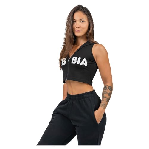 Nebbia Crop-Sweatshirt Ärmellos Muscle Mommy Schwarz S von Nebbia