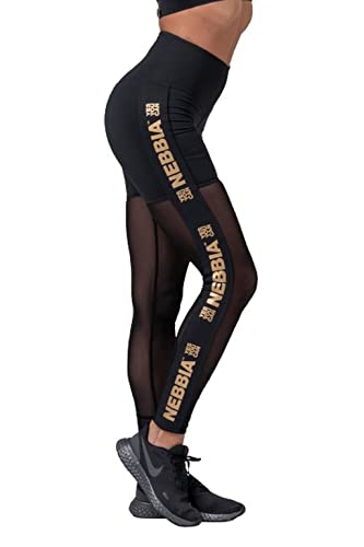 NEBBIA Damen Sporthose schwarz/goldgelb S von Nebbia