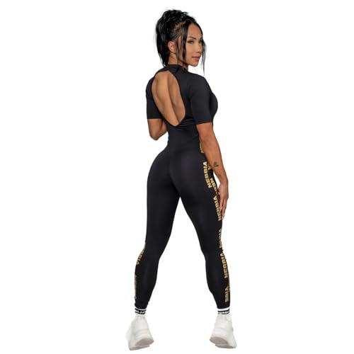 Nebbia Damen Sport Jumpsuit INTENSE Focus Schwarz-Gold L von Nebbia