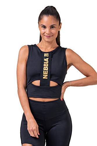 Nebbia Schwarz Sportshirt Damen Kurzarm, Sport Top Damen Fitness, Sport Oberteile Damen, Yoga Top, Tanktop Damen, Sporttop Damen M von Nebbia