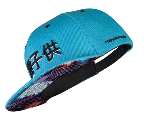 Nebelkind Snapback-Cap-Herren Damen Cyberpunk Japan Electric Blue Blau Einheitsgröße OneSize Größenverstellbar Baseballkappe Unisex Basecap Streetwear Style Baseball-Kappe mit geradem Schirm von Nebelkind