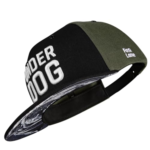 Nebelkind Snapback-Cap-Herren Damen Underdog Schwarz Olivgrün Einheitsgröße OneSize Größenverstellbar Unisex hochwertige Basecap trendig Streetwear Style Baseball-Kappe mit geradem Schirm von Nebelkind