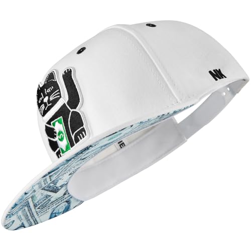 Nebelkind Snapback-Cap-Herren Damen Winkekatze Weiß Einheitsgröße OneSize Größenverstellbar Unisex hochwertige Basecap trendig Streetwear Style Baseball-Kappe mit geradem Schirm Retro Nebelkind Snapback-Cap-Herren Damen Winkekatze Weiß Einheitsgröße OneSize Größenverstellbar Unisex hochwertige Basecap trendig Streetwear Style Baseball-Kappe mit geradem Schirm Retro von Nebelkind
