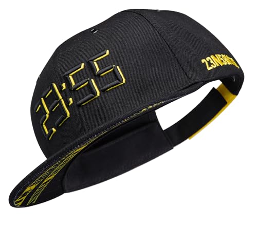 Nebelkind Strapback-Cap-Herren Damen Doomsday Schwarz-Gelb, Einheitsgröße OneSize, Größenverstellbar, Unisex, hochwertige Basecap trendig, Streetwear Style, Baseball-Kappe mit geradem Schirm, Retro von Nebelkind