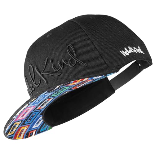 Nebelkind Snapback-Cap-Herren Damen Rec. Schwarz, Einheitsgröße OneSize, Größenverstellbar, Unisex, hochwertige Basecap trendig, Streetwear Style, Baseball-Kappe mit geradem Schirm, Retro von Nebelkind