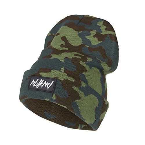Nebelkind Unisex Beanie Folded Camouflage Patch Strickmütze Grün One Size von Nebelkind